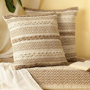 Textured Boho Throw Pillow Covers: 18x18 Inch, Set of 2