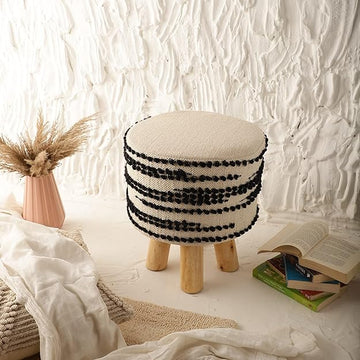 Round Foldable Ottoman: Stylish Foot Rest for Living Room & Bedroom